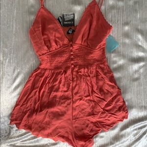coral romper from forever 21